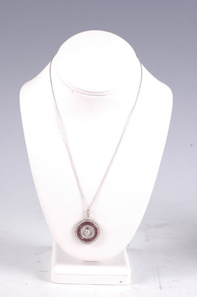 Victorian Platinum Gold Diamond Ruby Pendant