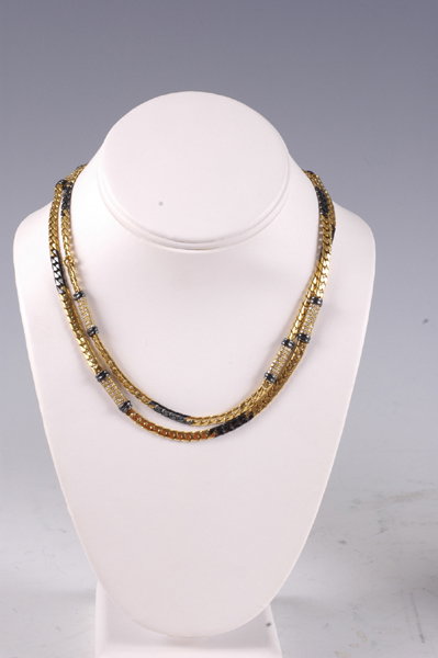 18k Gold 4.0cts Diamond Hematite Link Necklace