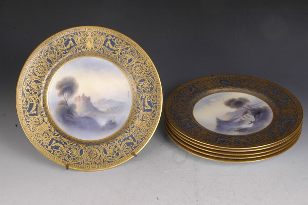 Set of six Royal Worcester plates