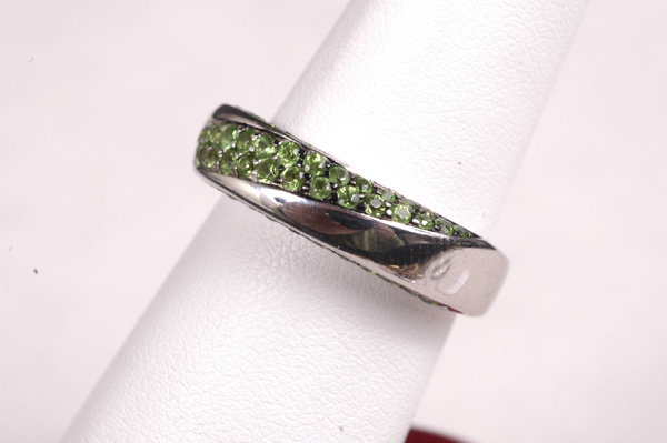 MAUBOUSSIN 18k White Gold Green Garnet Ring sz. 7