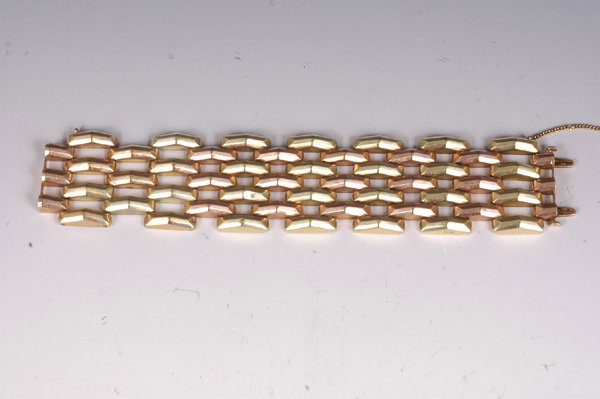 Very Large 1940s Two Tone Gold Bracelet