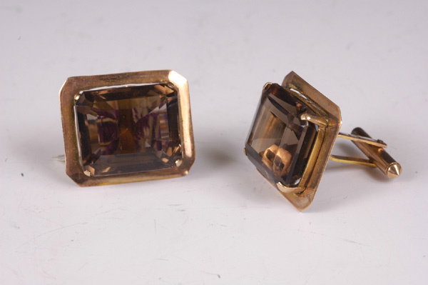 14kt Gold Large Topaz Cufflinks c. 1940s-1950s