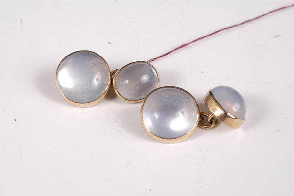 14kt Gold Moonstone Cufflinks c. 1940s