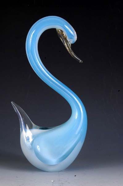 Large Blue Murano Swan