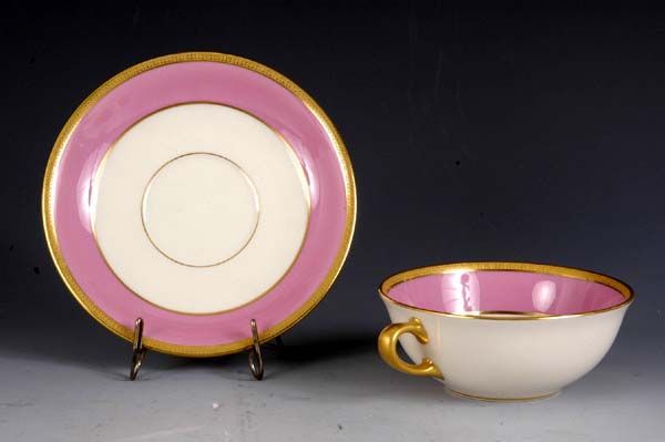 10 Lenox Pink/White/Gold Oversized Cream Soups