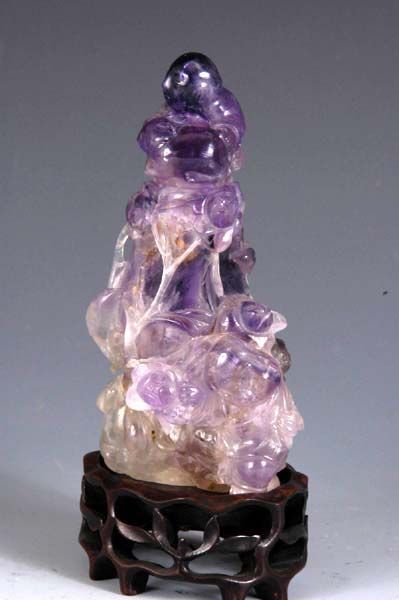 Amethyst Quartz Carved Oriental Figure 1900