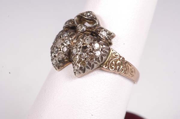 18kt Gold Ring with Silver Topped with Diamonds