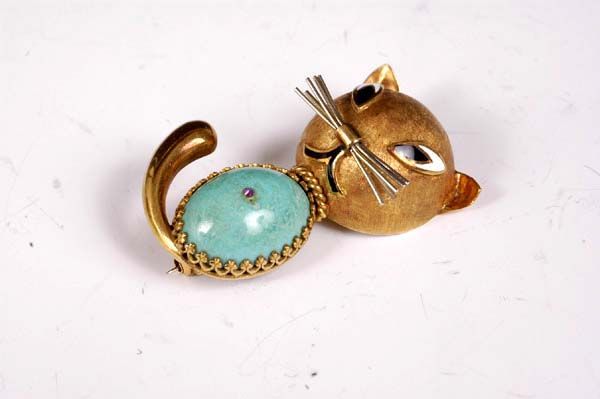 18kt Gold Cat Pin