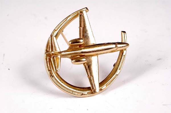 1950s 14 kt Gold Airplane Pin
