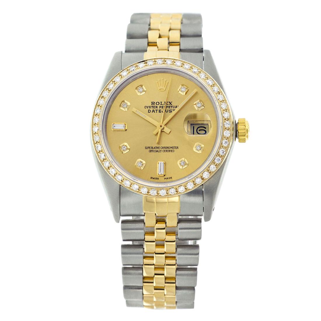 Rolex Ladies 2Tone/SS 14K Band Diamond Dial/ Bezel: Authenticity guaranteed - Customized Pre-owned Rolex Ladies 2Tone/SS 14K Band Diamond Dial/ Bezel - 26mm case - Comes with generic watch box