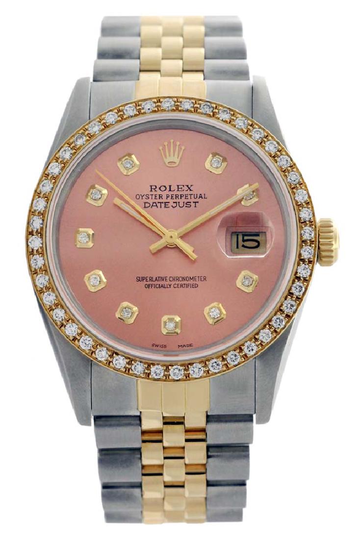 Rolex Men's 2Tone/SS 14K Band Diamond Dial/ Bezel: Authenticity guaranteed - Customized Pre-owned Rolex Men's 2Tone/SS 14K Band Diamond Dial/ Bezel - 36mm case - Comes with generic watch box