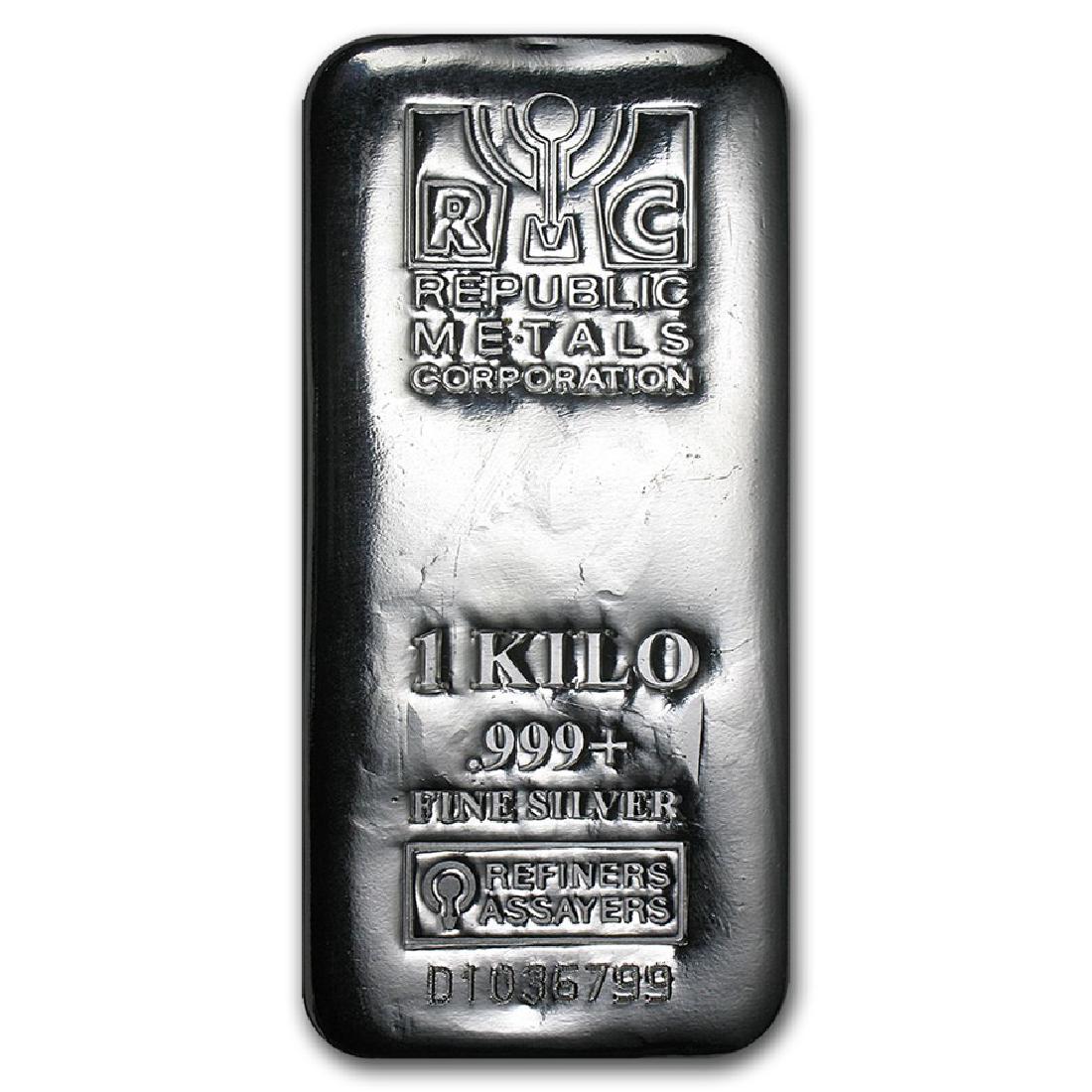 Genuine 1 kilo 0.999 Fine Silver Bar - Republic Metals: SKU: 89402 - One piece Genuine 1 kilo 0.999 Fine Silver Bar - Republic Metals Corp