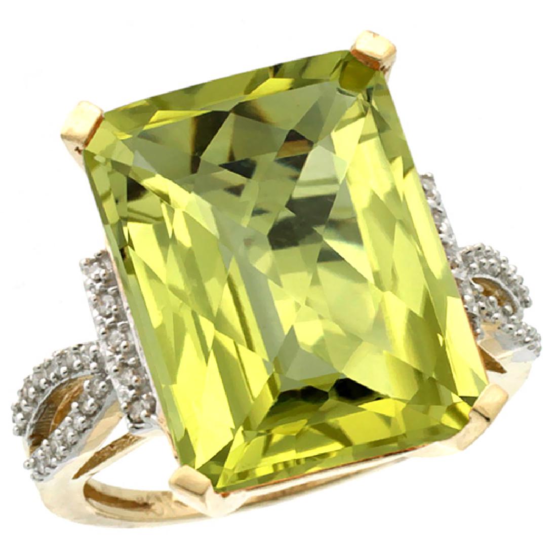 Natural 12.14 ctw Lemon-quartz & Diamond Engagement: REF-49N2G ---- SKU:SC-CY927134 ---- Manufacturer's Suggested Retail Price - $1500.00 ---- Natural 12.14 ctw Lemon-quartz & Diamond Engagement Ring 10K Yellow Gold Gemstone: Natural emerald-shape Lemon