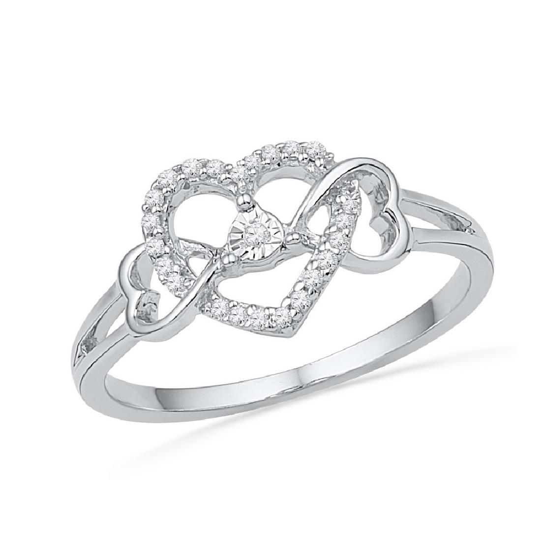 0.11 CTW Natural Diamond Heart Love Ring 10K White Gold: REF-13F5M ---- SKU:GD-101903 ---- 0.11 CTW Natural Diamond Heart Love Ring 10K White Gold - SKU: GD101903Manufacturer's Suggested Retail Price: $600.00Mainstone: .01 ctw DiamondMainstone Clarity & Col