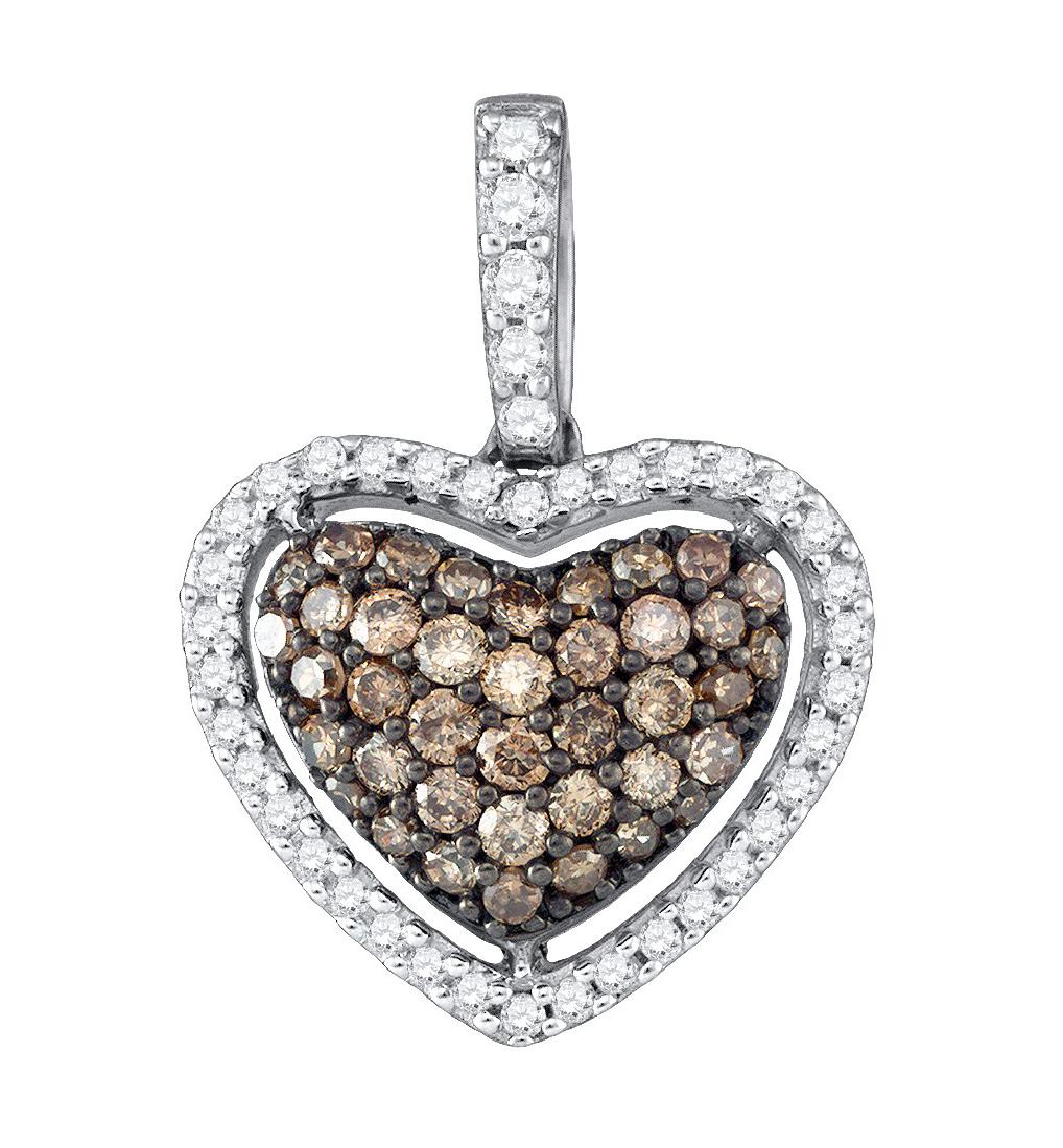 0.45 CTW Cognac-brown Colored Diamond Heart Love: REF-27N2Y ---- SKU:GD-81635 ---- 0.45 CTW Cognac-brown Colored Diamond Heart Love Valentines Pendant 10K White Gold - SKU: GD81635 Manufacturer's Suggested Retail Price: $1200.00 Mainstone: .30 ctw Co