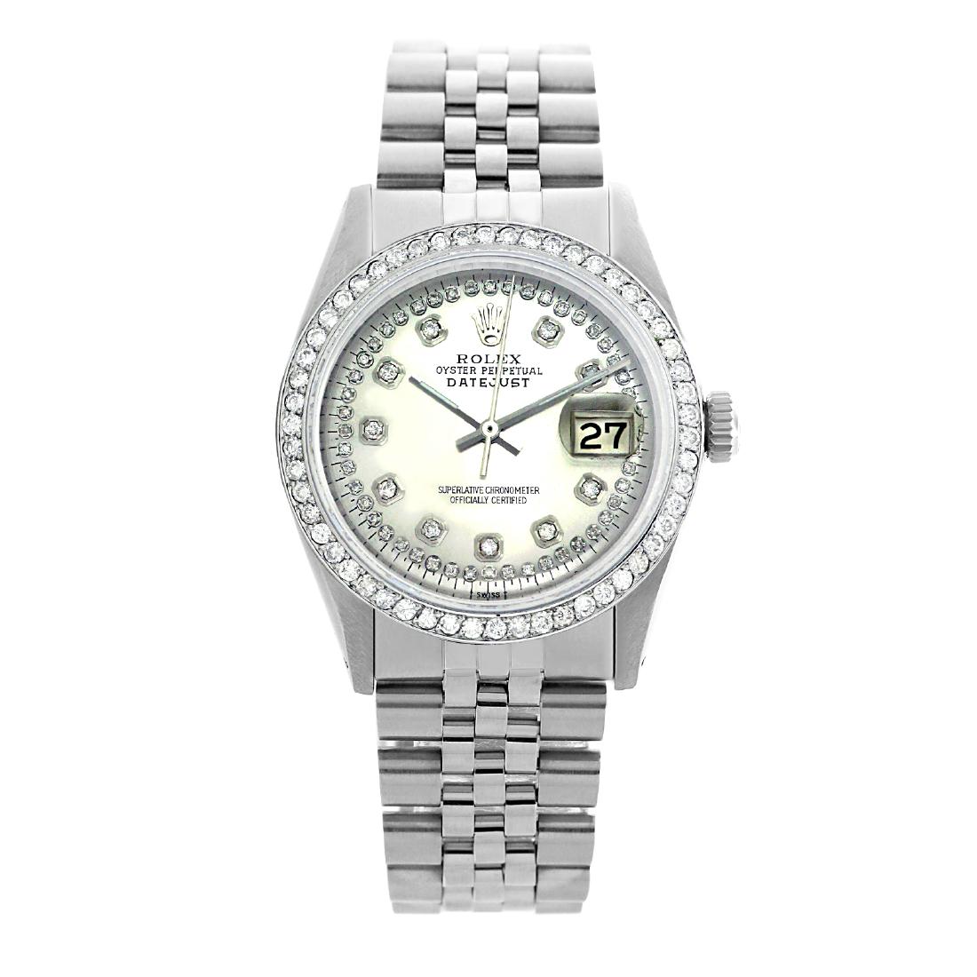 Rolex Pre-owned 36mm Mens String Silver Dial Stainless: SKU: LA002MSS007Estimated Pre-Owned Retail Price: $11600 Condition: Pre-owned / Excellent Condition Model: Rolex DateJust Gender: Mens Dial: String Silver Dial Dial Marker: 10 Genuine Diamonds Diamond