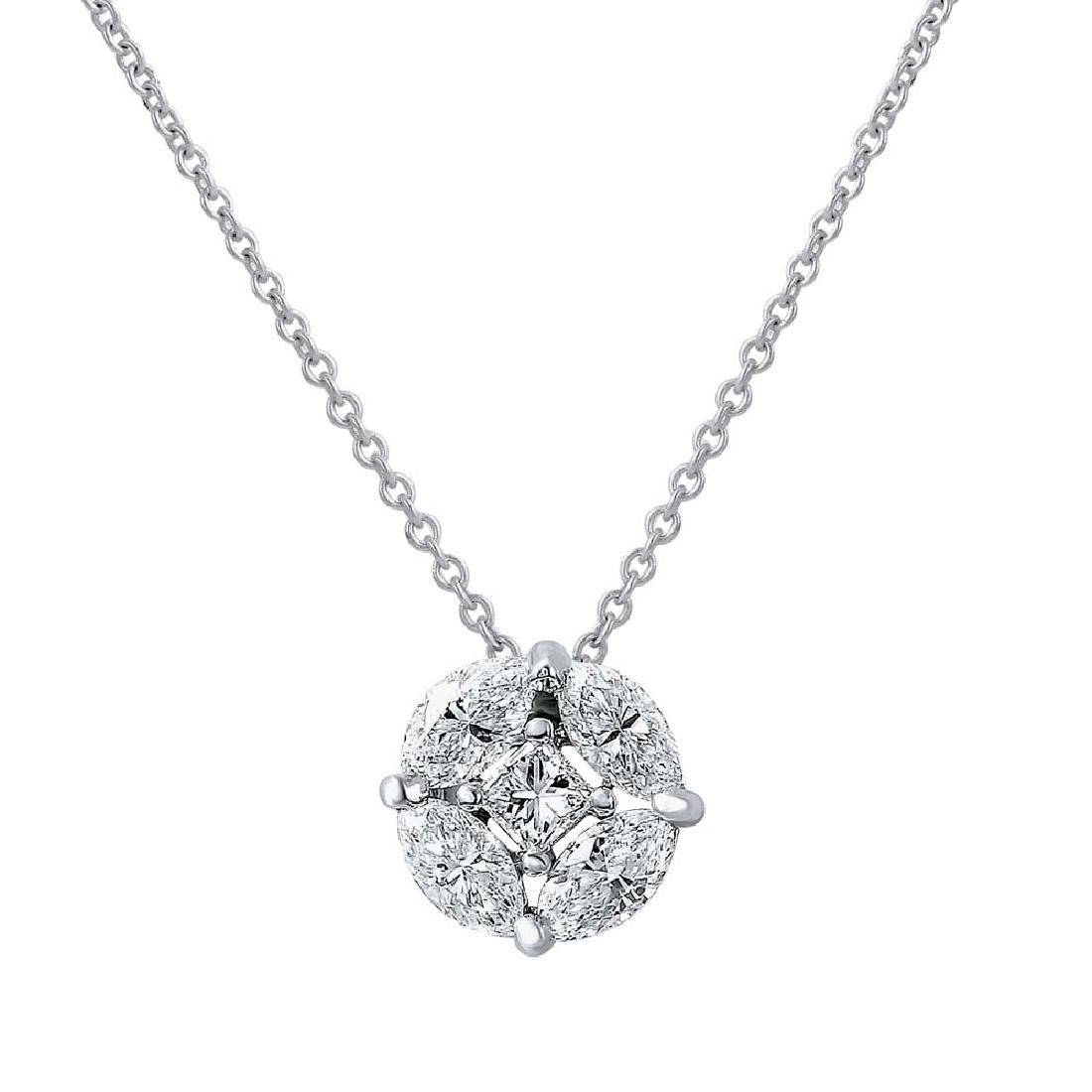 Genuine 0.73 CTW Diamond Slider Necklace in 14K White