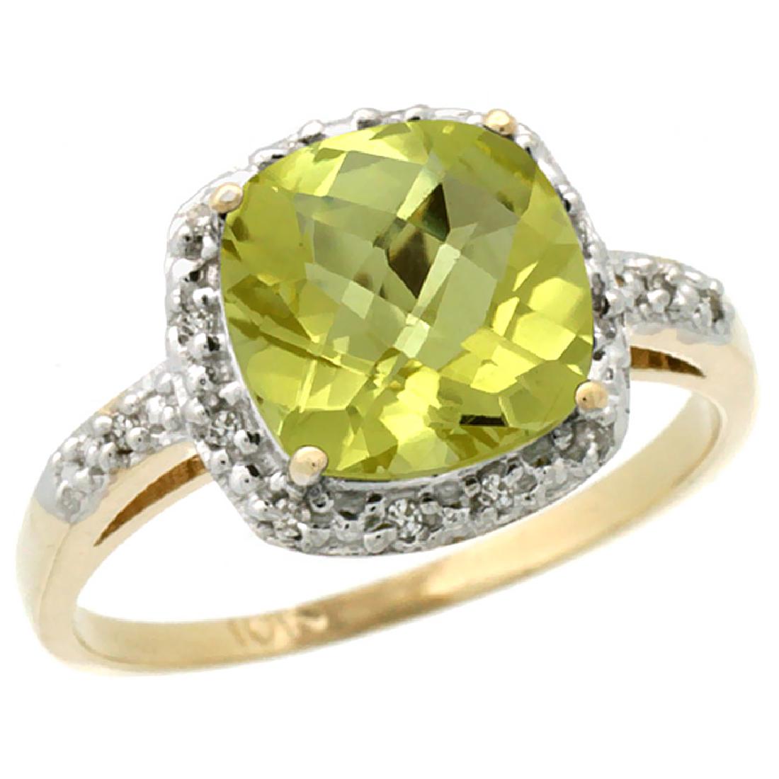 Natural 3.92 ctw Lemon-quartz & Diamond Engagement Ring: REF-33Y6X ---- SKU:SC-CY427136 ---- Manufacturer's Suggested Retail Price - $1100.00 ---- Natural 3.92 ctw Lemon-quartz & Diamond Engagement Ring 14K Yellow Gold Gemstone: Natural Cushion-cut Lemon-qu