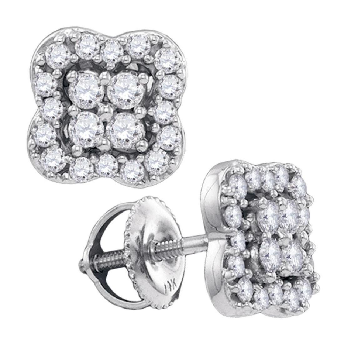 0.55 CTW Diamond Square-shape Cluster Stud Screwback: REF-52M4H- SKU: GD26123 ---- 0.55 CTW Diamond Square-shape Cluster Stud Screwback Earrings 14k White Gold Manufacturer's Suggested Retail Price: $2060.00 Mainstone Type: Diamond @ 0.55ct Mainstone Col