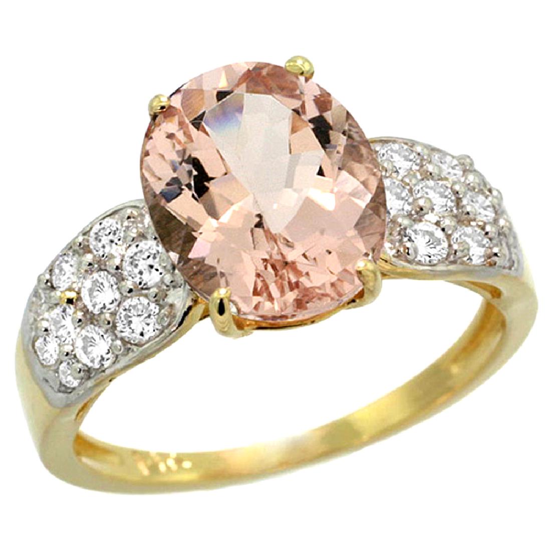 Natural 3.25 ctw morganite & Diamond Engagement Ring: REF-82M6H ---- SKU:SC-R289771Y13 ---- Manufacturer's Suggested Retail Price - $2500.00 ---- Natural 3.25 ctw morganite & Diamond Engagement Ring 14K Yellow Gold Gemstone: Natural Oval-shape morganite 