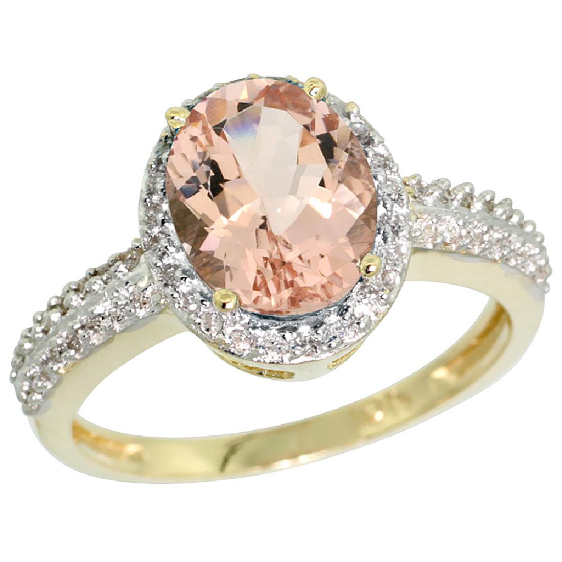Natural 1.86 ctw Morganite & Diamond Engagement Ring: REF-50G3M ---- SKU:SC-CY413139 ---- Manufacturer's Suggested Retail Price - $1600.00 ---- Natural 1.86 ctw Morganite & Diamond Engagement Ring 14K Yellow Gold Gemstone: Natural Oval-shape Morganite @ 