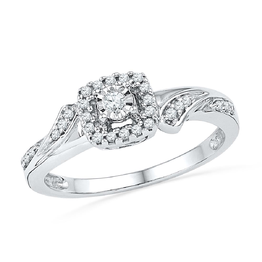 0.16 CTW Diamond Solitaire Halo Bridal Engagement Ring: REF-22X4Y- SKU: GD100745 ---- 0.16 CTW Diamond Solitaire Halo Bridal Engagement Ring 10KT White Gold Manufacturer's Suggested Retail Price: $880.00 Mainstone Type: Diamond @ 0.04ct Mainstone Color: H-