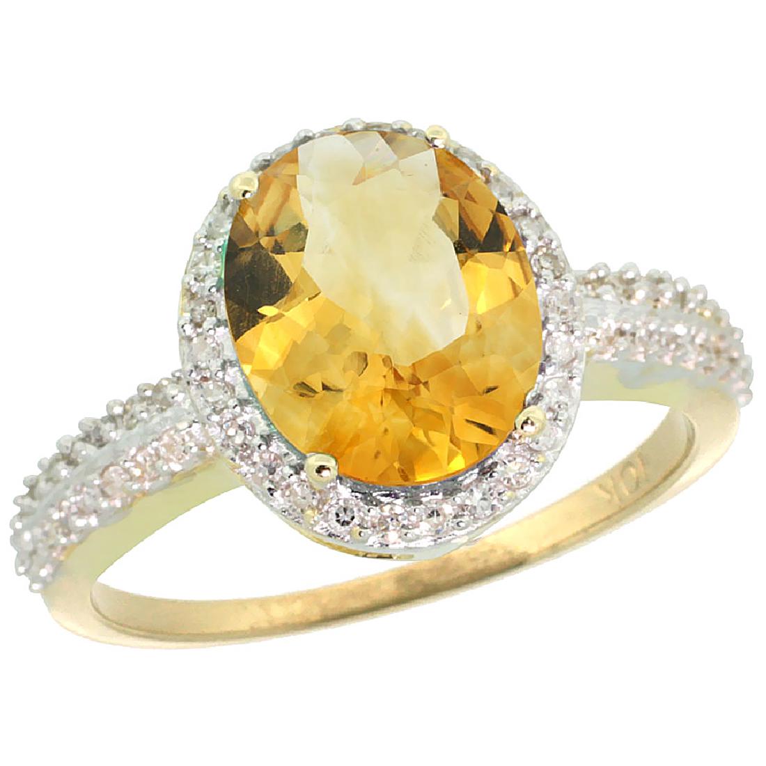 Natural 2.56 ctw Citrine & Diamond Engagement Ring 10K: REF-32M7H ---- SKU:SC-CY909138 ---- Manufacturer's Suggested Retail Price - $1000.00 ---- Natural 2.56 ctw Citrine & Diamond Engagement Ring 10K Yellow GoldGemstone: Natural Oval-shape Citrine @ 2.4 c