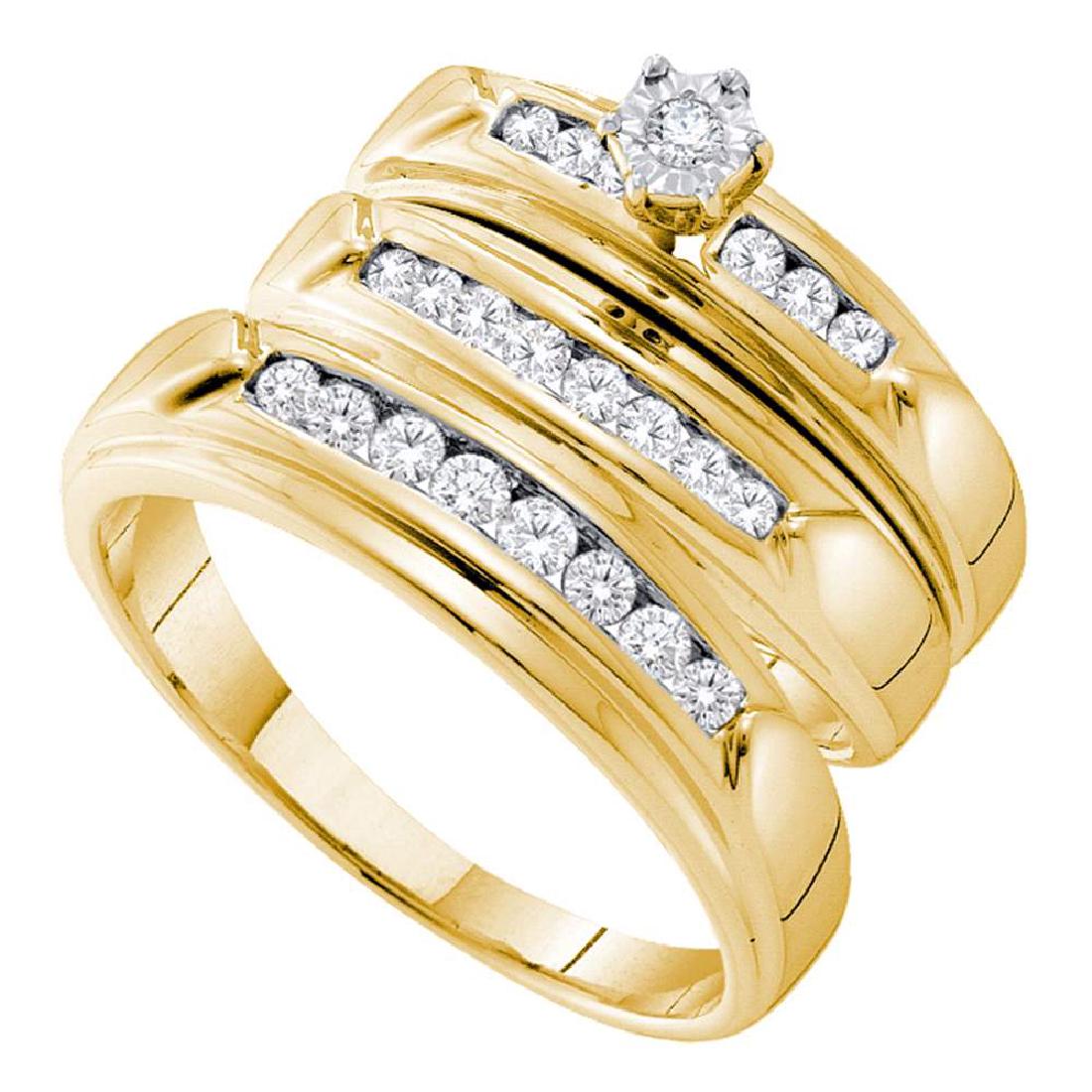 0.52 CTW His & Hers Diamond Solitaire Matching Bridal: REF-75F2N- SKU: GD54929 ---- 0.52 CTW His & Hers Diamond Solitaire Matching Bridal Ring 14KT Yellow Gold Manufacturer's Suggested Retail Price: $2940.00 Mainstone Type: Diamond @ 0.03ct Mainstone Colo