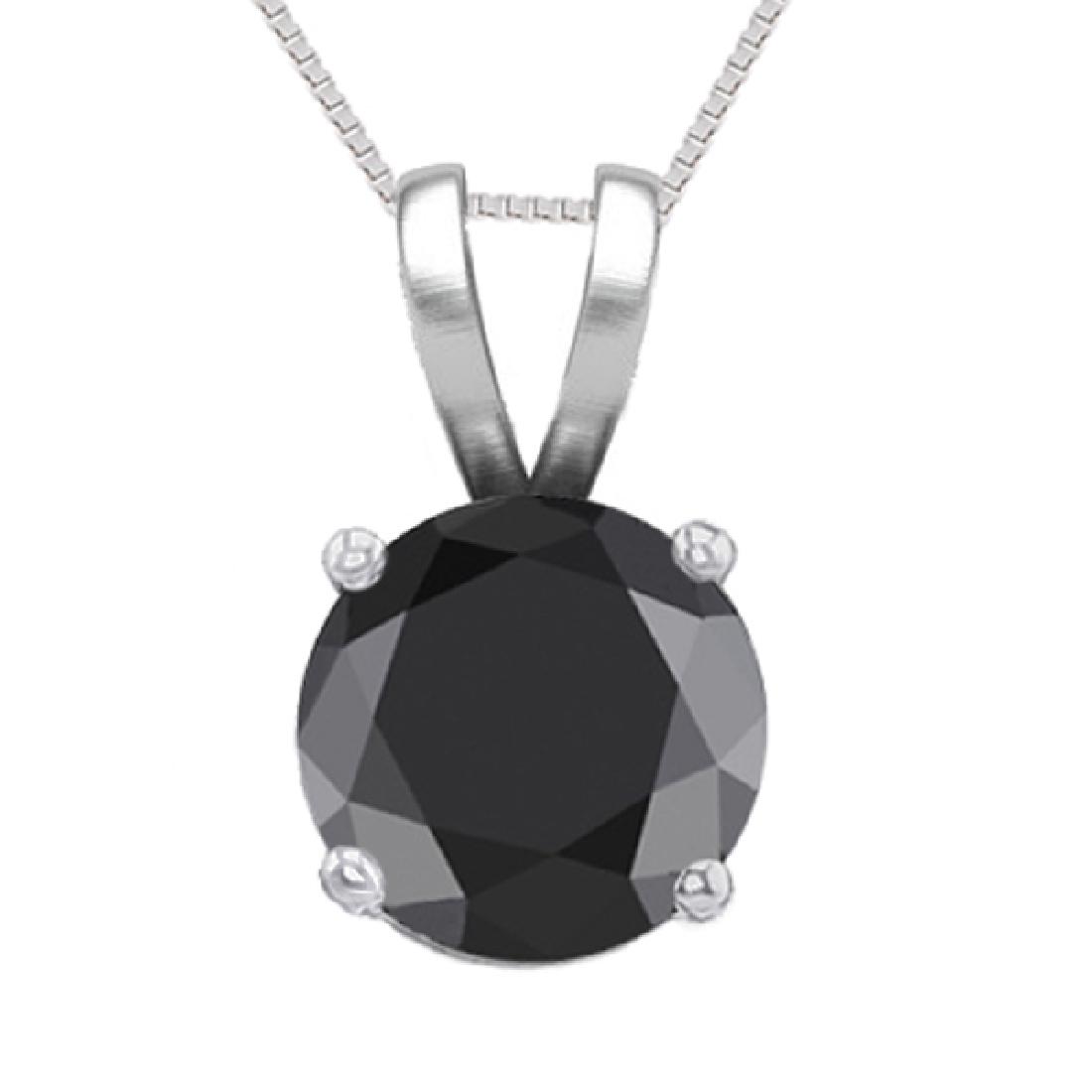 14K White Gold Jewelry 1.01 ct Black Diamond Solitaire: REF-61A8V ---- WJ13288 ----- Manufacturer's Suggested Retail Price: $2360.00 ----- 14K White Gold Jewelry 1.01 ct Black Diamond Solitaire Necklace ----- Diamond: 1 Round cut @ 1.01 ct Minimum Diamond