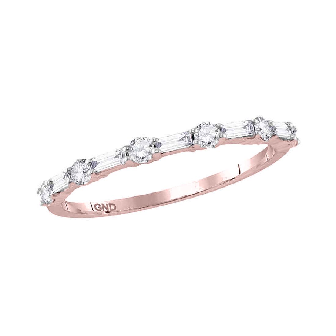 0.35 CTW Diamond Stackable Ring 10KT Rose Gold -: REF-30X2Y- SKU: GD118215 ---- 0.35 CTW Diamond Stackable Ring 10KT Rose Gold Manufacturer's Suggested Retail Price: $1180.00 Mainstone Type: Diamond @ 0.20ct Mainstone Color: H-I Mainstone Clarity: I2