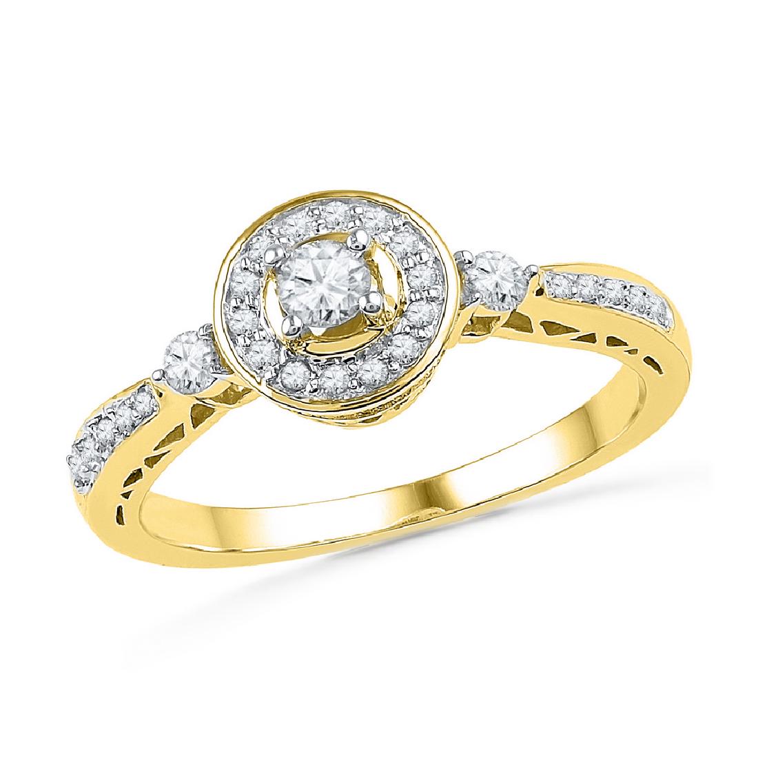 0.40 CTW Diamond Solitaire Halo Bridal Engagement Ring: REF-34N4F- SKU: GD101689 ---- 0.40 CTW Diamond Solitaire Halo Bridal Engagement Ring 10KT Yellow Gold Manufacturer's Suggested Retail Price: $1350.00 Mainstone Type: Diamond @ 0.12ct Mainstone Color: 