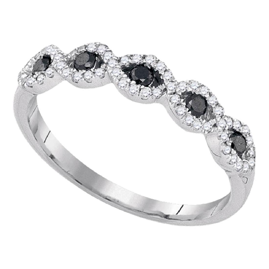 0.35 CTW Black Color Diamond Ring 10KT White Gold -: REF-19F4N- SKU: GD89218 ---- 0.35 CTW Black Color Diamond Ring 10KT White Gold Manufacturer's Suggested Retail Price: $760.00 Mainstone Type: Colored Black Diamond @ 0.15ct Mainstone Color: Black Main