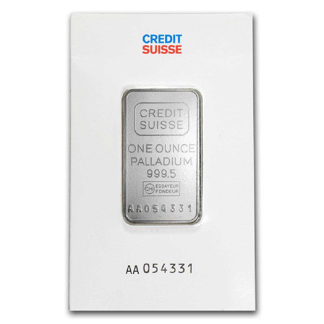 Genuine 1 oz 0.9999 Fine Palladium Bar - Credit Suisse: SKU: 11141 - One piece Genuine 1 oz 0.9999 Fine Palladium Bar - Credit Suisse