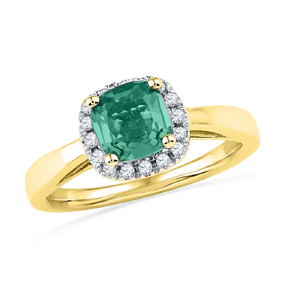 1.51 CTW Emerald Created Emerald Solitaire Ring 10KT: REF-25Y4X- SKU: GD101222 ---- 1.51 CTW Emerald Created Emerald Solitaire Ring 10KT Yellow Gold Manufacturer's Suggested Retail Price: $1000.00 Mainstone Type: Created Emerald @ 1.38ct Mainstone Color: