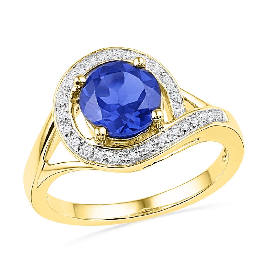 1.88 CTW Created Blue Sapphire Solitaire Diamond Ring: REF-25W4K- SKU: GD101203 ---- 1.88 CTW Created Blue Sapphire Solitaire Diamond Ring 10KT Yellow Gold Manufacturer's Suggested Retail Price: $1000.00 Mainstone Type: Created Blue Sapphire @ 1.83ct Main