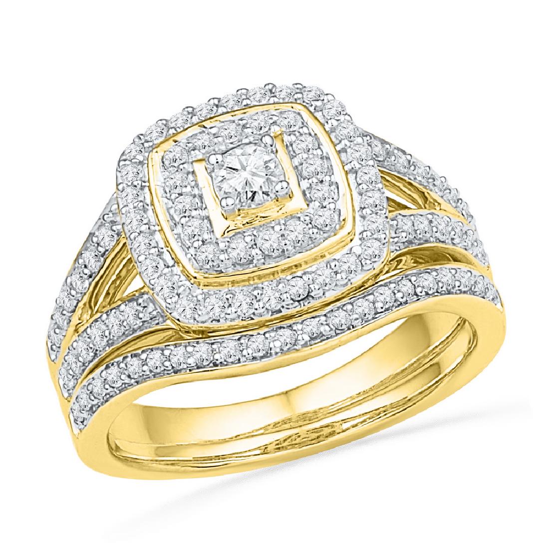 0.64 CTW Diamond Bridal Wedding Engagement Ring 10KT: REF-67X4Y- SKU: GD101709 ---- 0.64 CTW Diamond Bridal Wedding Engagement Ring 10KT Yellow Gold Manufacturer's Suggested Retail Price: $2650.00 Mainstone Type: Diamond @ 0.12ct Mainstone Color: H-I Mai