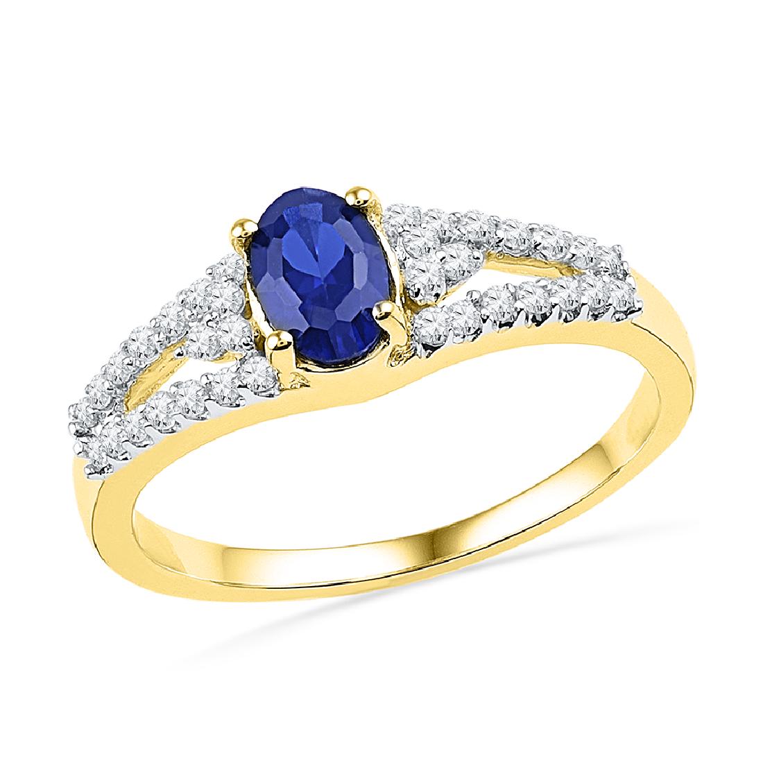 1.03 CTW Oval Created Blue Sapphire Solitaire Diamond: REF-19X4Y- SKU: GD101209 ---- 1.03 CTW Oval Created Blue Sapphire Solitaire Diamond Ring 10KT Yellow Gold Manufacturer's Suggested Retail Price: $760.00 Mainstone Type: Created Blue Sapphire @ 0.83ct 