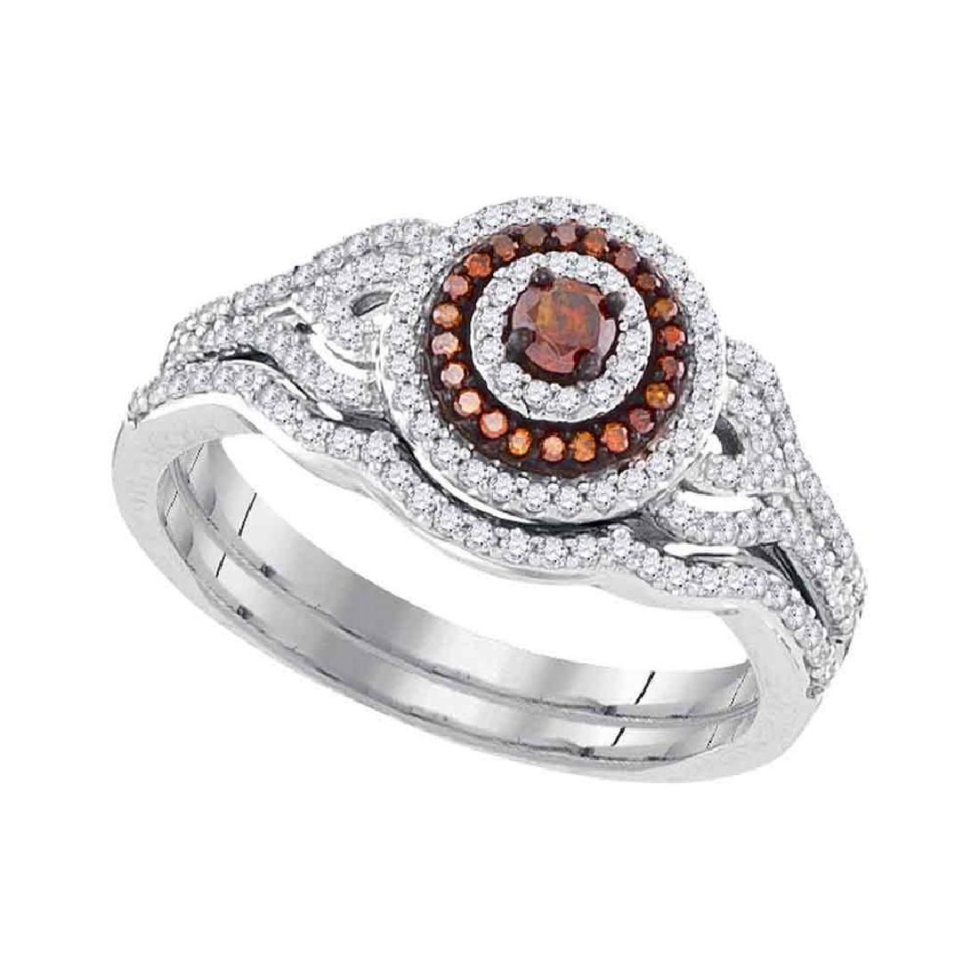 0.50 CTW Red Color Diamond Bridal Engagement Ring 10KT: REF-44F9N- SKU: GD99512 ---- 0.50 CTWRed Color Diamond Bridal Engagement Ring 10KT White Gold Manufacturer's Suggested Retail Price: $1760.00 Mainstone Type: Colored Red Diamond @ 0.10ct Mainstone Col