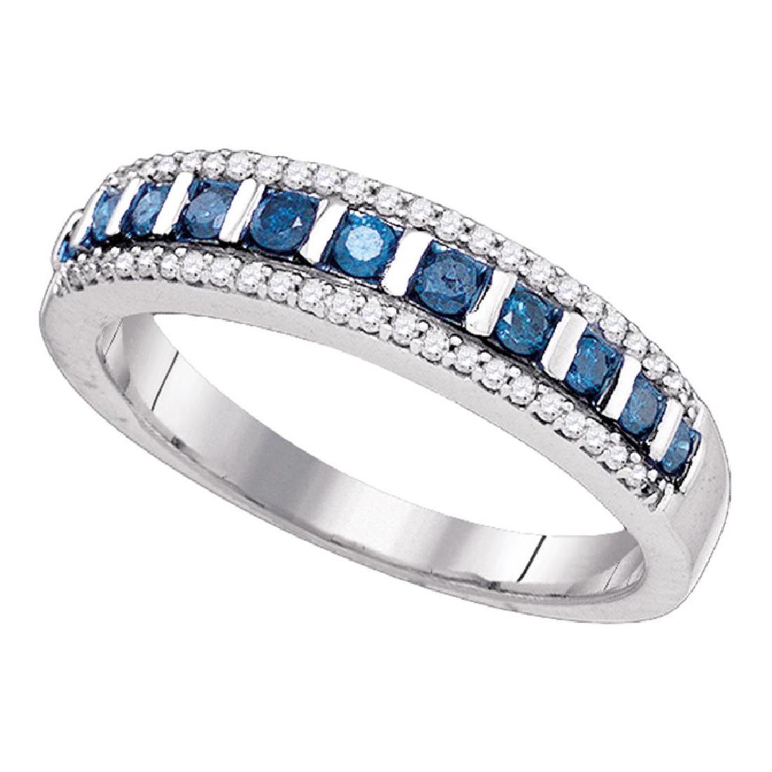 0.35 CTW Blue Color Diamond Unique Ring 10KT White Gold: REF-25H4M- SKU: GD82020 ---- 0.35 CTW Blue Color Diamond Unique Ring 10KT White Gold Manufacturer's Suggested Retail Price: $1000.00 Mainstone Type: Colored Blue Diamond @ 0.25ct Mainstone Color: Blue