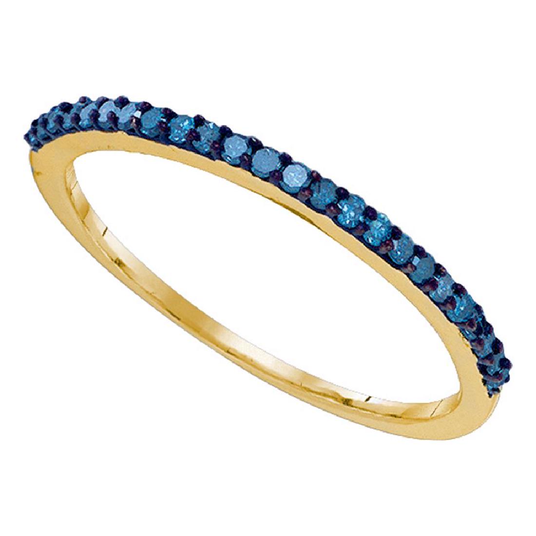 0.20 CTW Blue Color Diamond Ring 10KT Yellow Gold -: REF-10H5M- SKU: GD83433 ---- 0.20 CTW Blue Color Diamond Ring 10KT Yellow Gold Manufacturer's Suggested Retail Price: $410.00 Mainstone Type: Colored Blue Diamond @ 0.20ct Mainstone Color: Blue Mainst