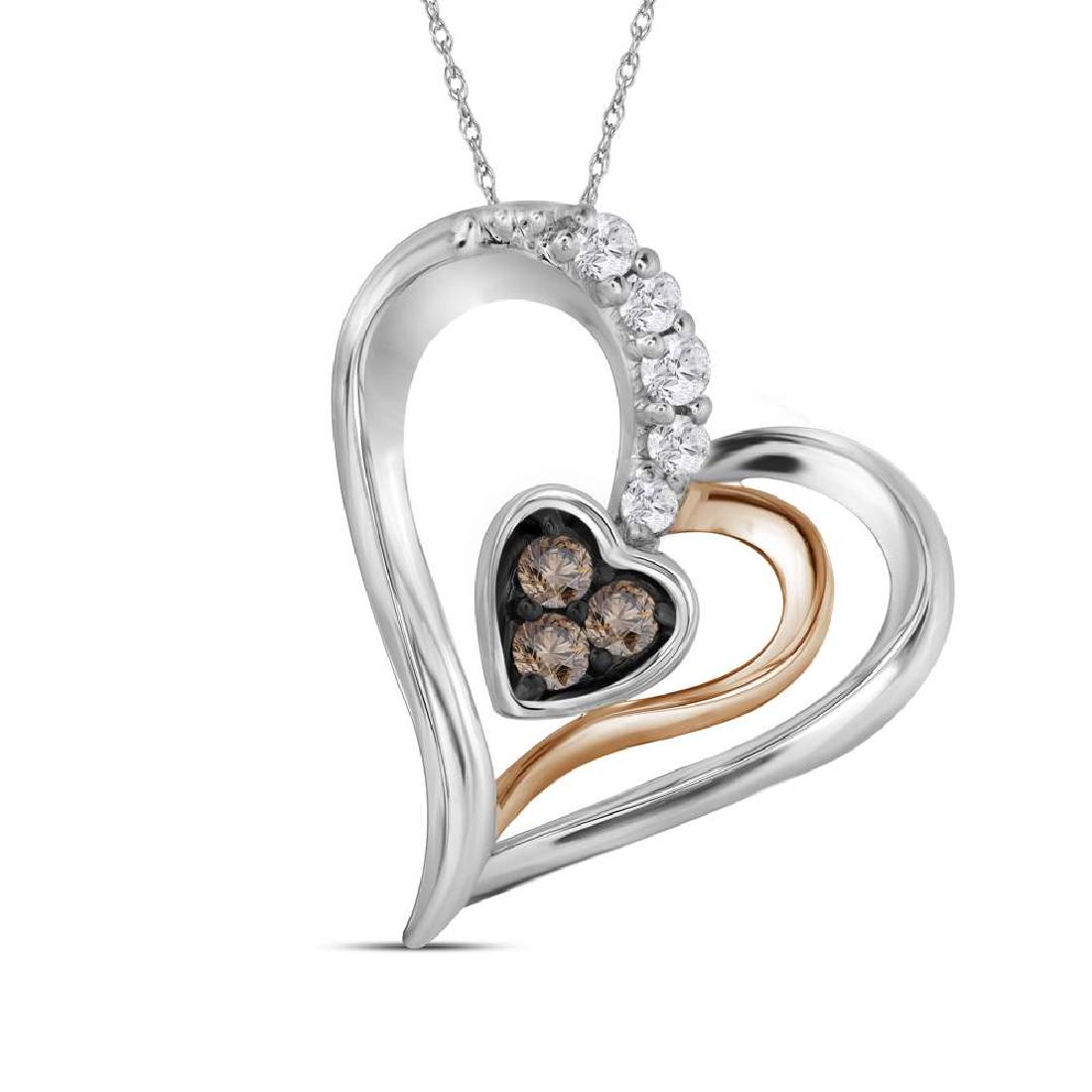 0.12 CTW Brown Color Diamond Heart Pendant 10KT: REF-12N2F- SKU: GD112099 ---- 0.12 CTW Brown Color Diamond Heart Pendant 10KT Two-tone Gold Manufacturer's Suggested Retail Price: $470.00 Mainstone Type: Colored Brown Diamond @ 0.06ct Mainstone Colo