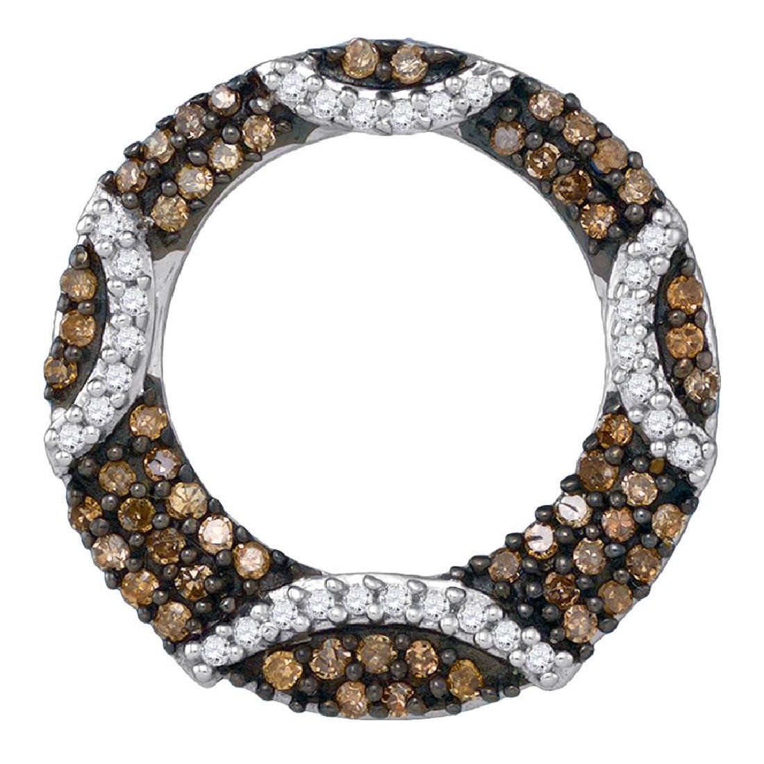 0.40 CTW Cognac-brown Color Diamond Circle Pendant 10KT: REF-19W4K- SKU: GD87001 ---- 0.40 CTW Cognac-brown Color Diamond Circle Pendant 10KT White Gold Manufacturer's Suggested Retail Price: $760.00 Mainstone Type: Colored Brown Diamond @ 0.30ct Mainstone 