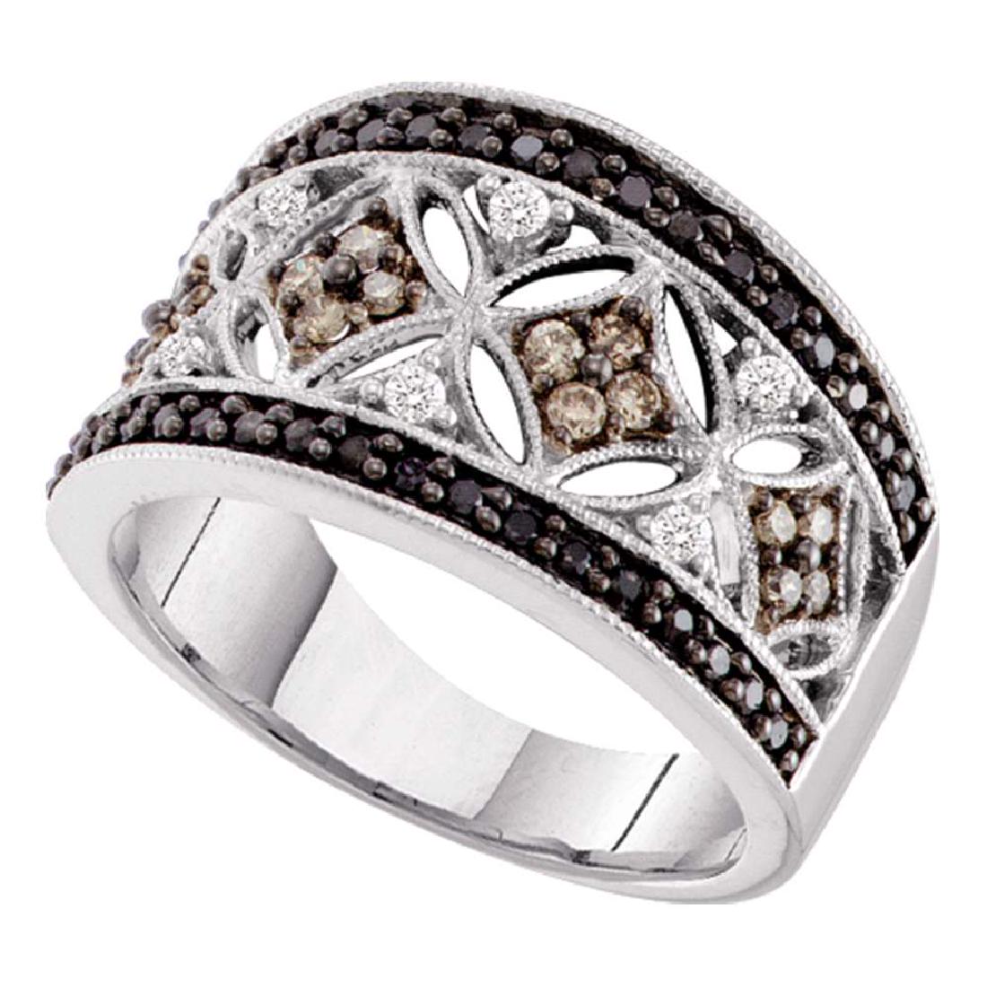 0.50 CTW Black Cognac-brown Color Diamond Ring 14KT: REF-48X7Y- SKU: GD53125 ---- 0.50 CTWBlack Cognac-brown Color Diamond Ring 14KT White Gold Manufacturer's Suggested Retail Price: $1910.00 Mainstone Type: Colored Brown Diamond @ 0.18ct Mainstone Colo