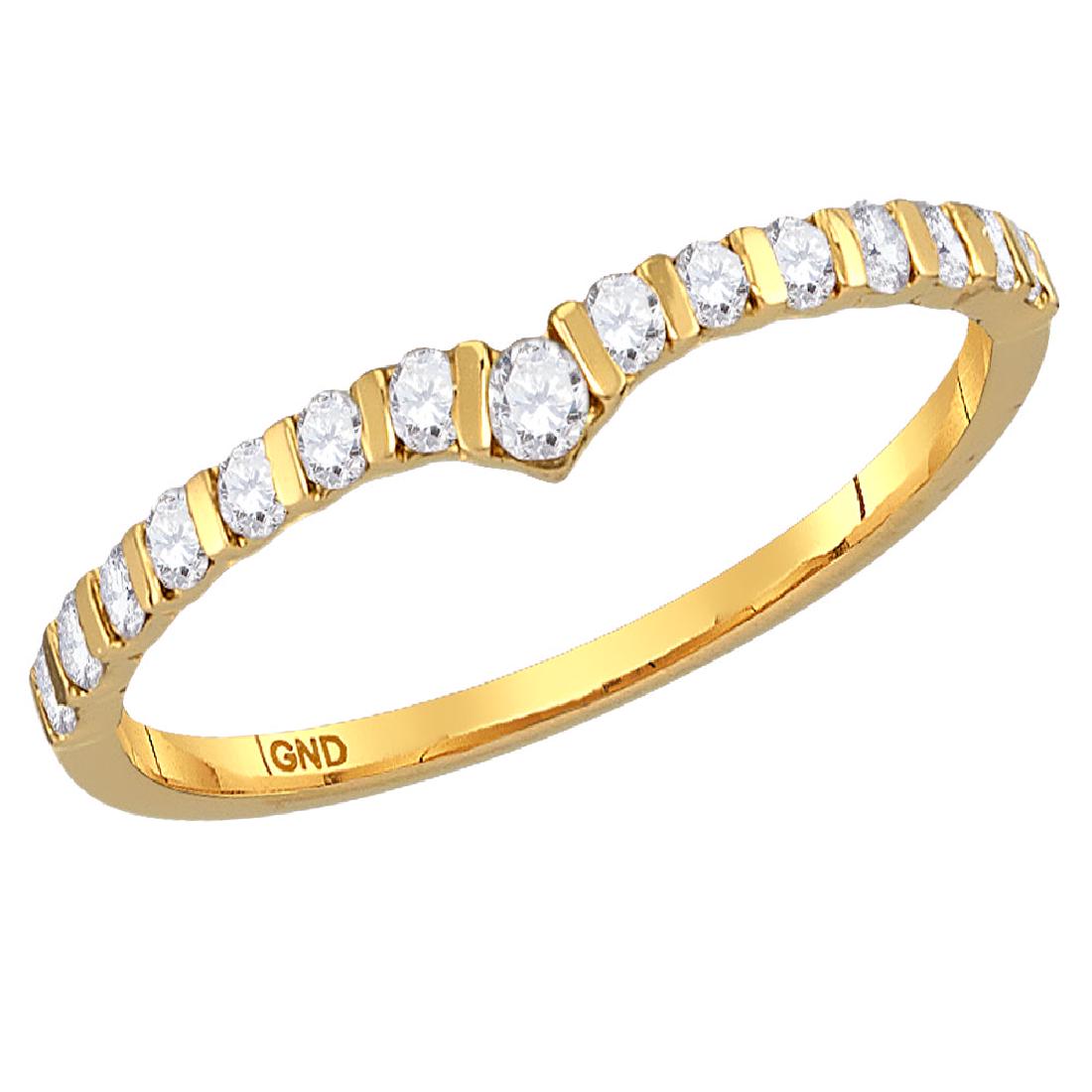 0.25 CTW Diamond Chevron Stackable Ring 10KT Yellow: REF-19M4H- SKU: GD118188 ---- 0.25 CTW Diamond Chevron Stackable Ring 10KT Yellow Gold Manufacturer's Suggested Retail Price: $760.00 Mainstone Type: Diamond @ 0.25ct Mainstone Color: H-I Mainstone Cl