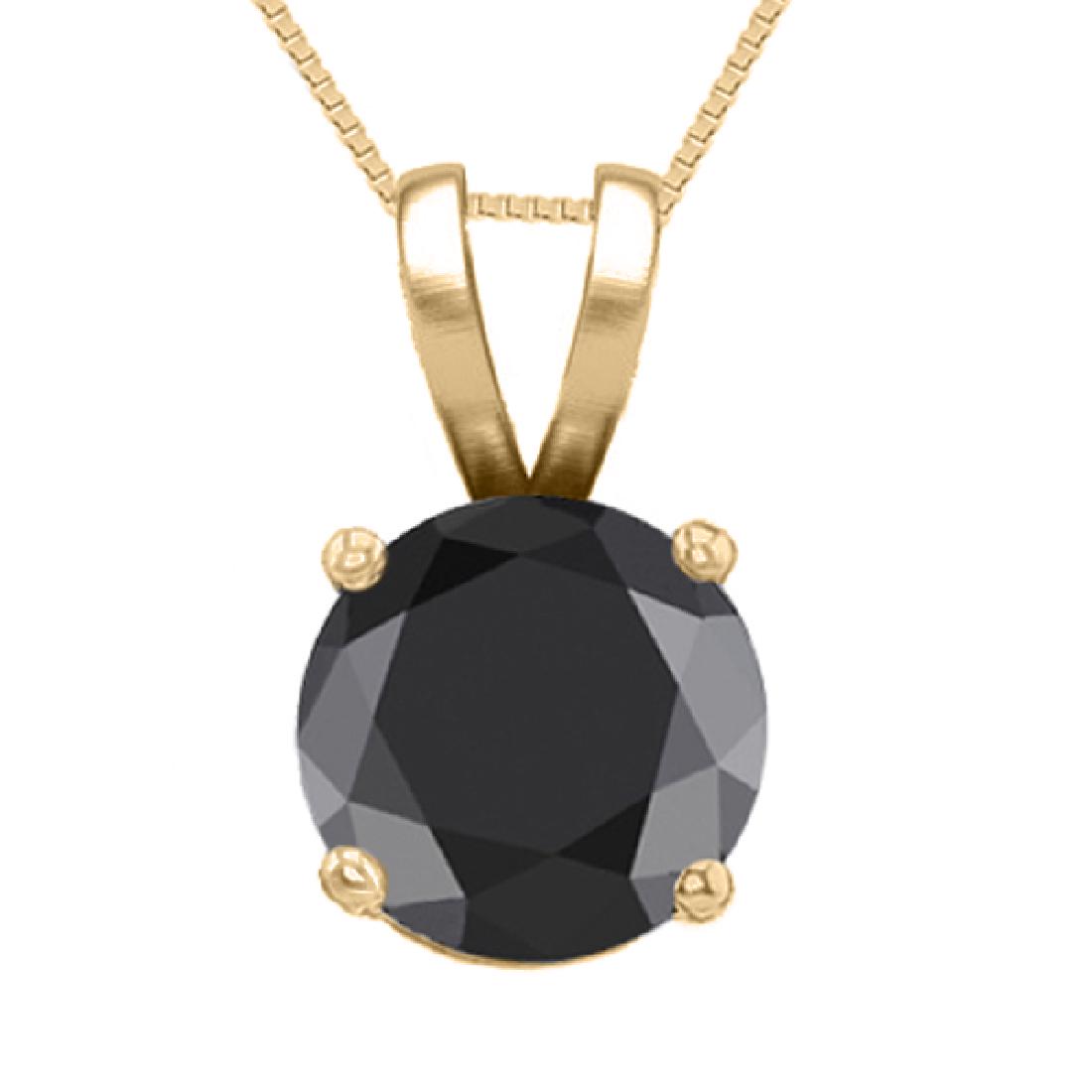 14K Yellow Gold Jewelry 1.03 ct Black Diamond Solitaire: REF-61H8W ---- WJ13319 ----- Manufacturer's Suggested Retail Price: $2960.00 ----- 14K Yellow Gold Jewelry 1.03 ct Black Diamond Solitaire Necklace ----- Diamond: 1 Round cut @ 1.03 ct Minimum Diamond