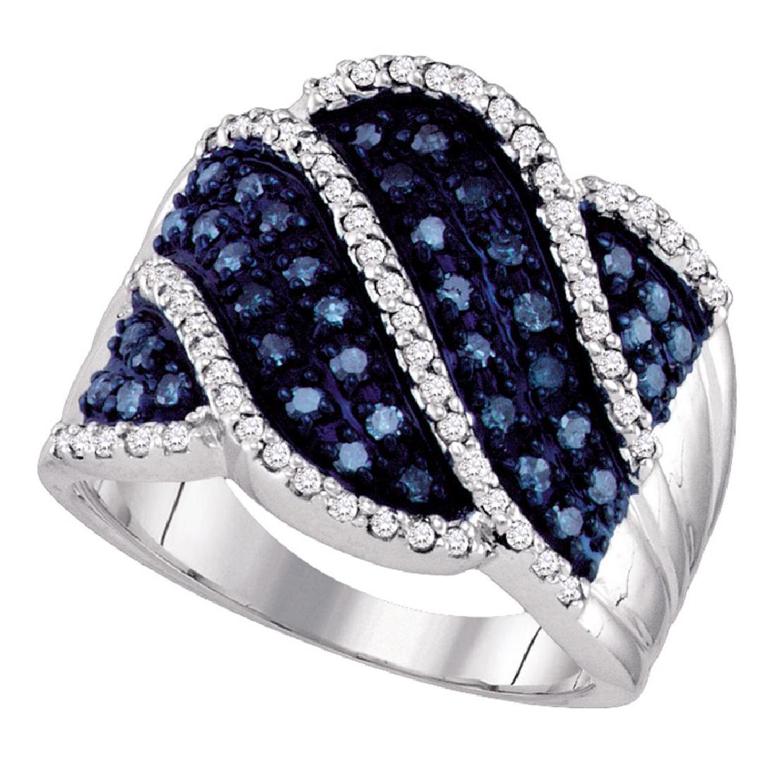 0.76 CTW Blue Color Diamond Fashion Ring 10KT White: REF-49F5N- SKU: GD66002 ---- 0.76 CTW Blue Color Diamond Fashion Ring 10KT White Gold Manufacturer's Suggested Retail Price: $1940.00 Mainstone Type: Colored Blue Diamond @ 0.44ct Mainstone Color: Blu