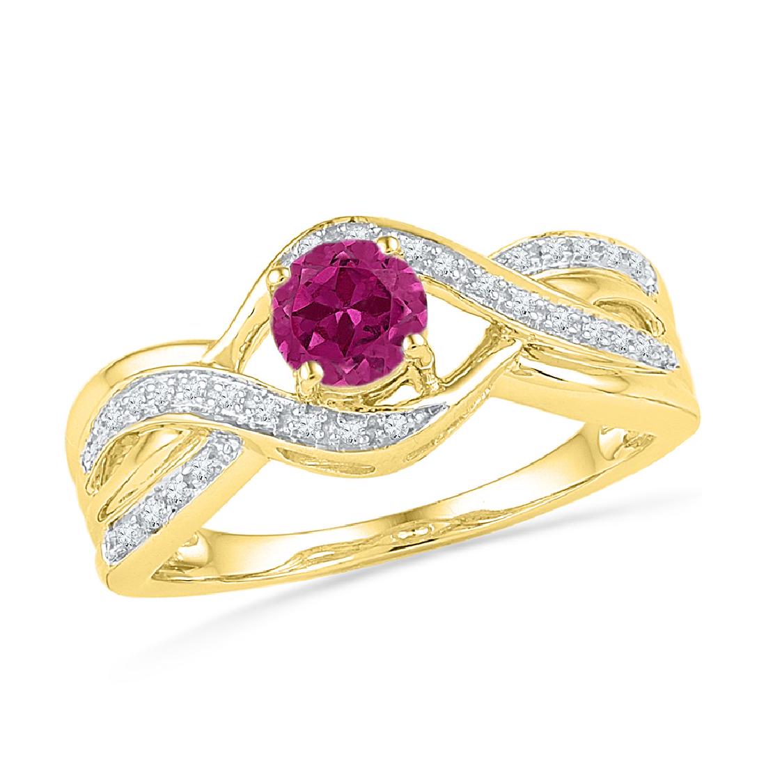0.10 CTW Created Pink Sapphire Solitaire Diamond Ring: REF-20K9W- SKU: GD101225 ---- 0.10 CTW Created Pink Sapphire Solitaire Diamond Ring 10KT Yellow Gold Manufacturer's Suggested Retail Price: $820.00 Mainstone Type: Created Pink Sapphire @ 0.63ct Mains