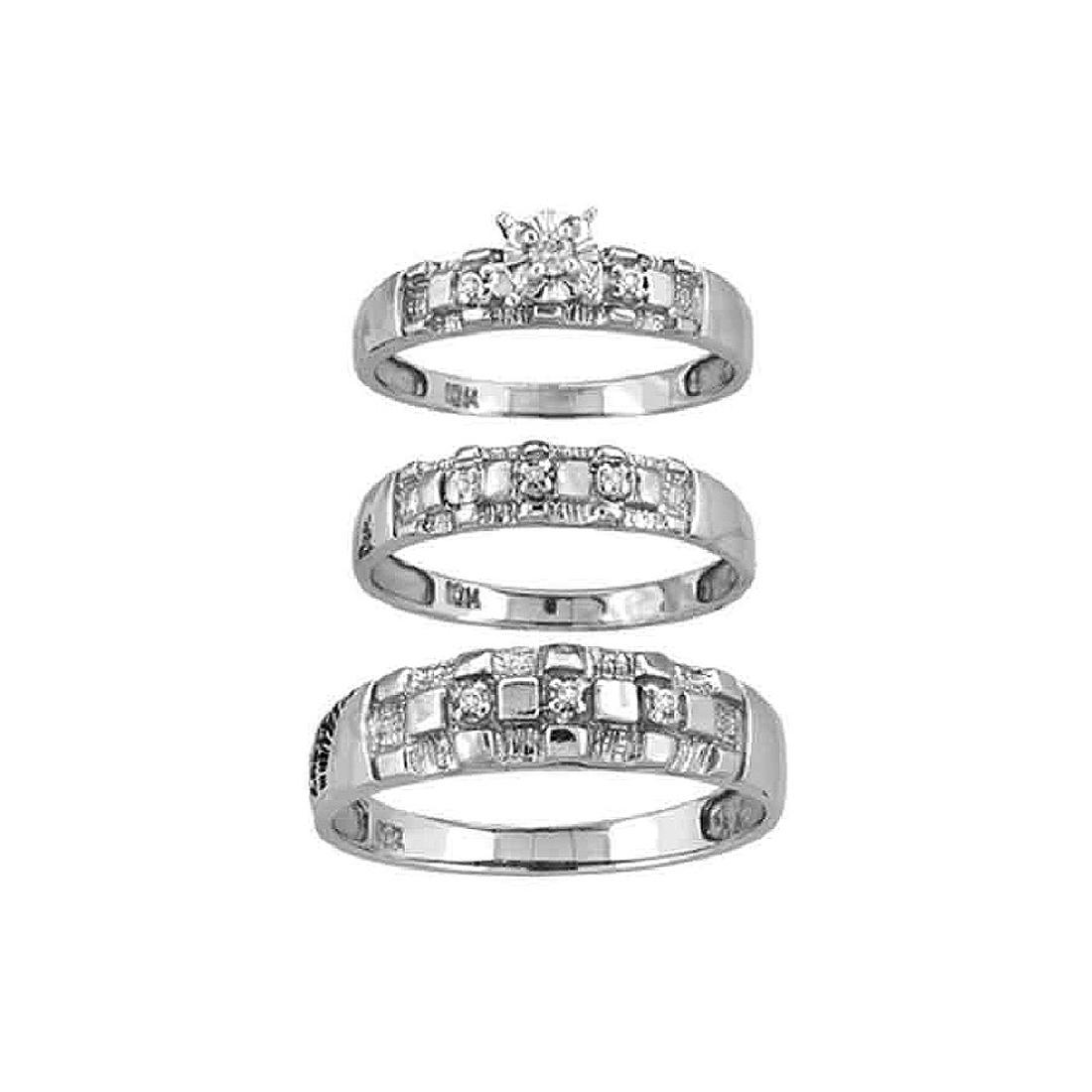 0.14 CTW His & Hers Diamond Solitaire Matching Bridal: REF-37N5F- SKU: GD13855 ---- 0.14 CTW His & Hers Diamond Solitaire Matching Bridal Ring 10KT White Gold Manufacturer's Suggested Retail Price: $1470.00 Mainstone Type: Diamond @ 0.08ct Mainstone Color