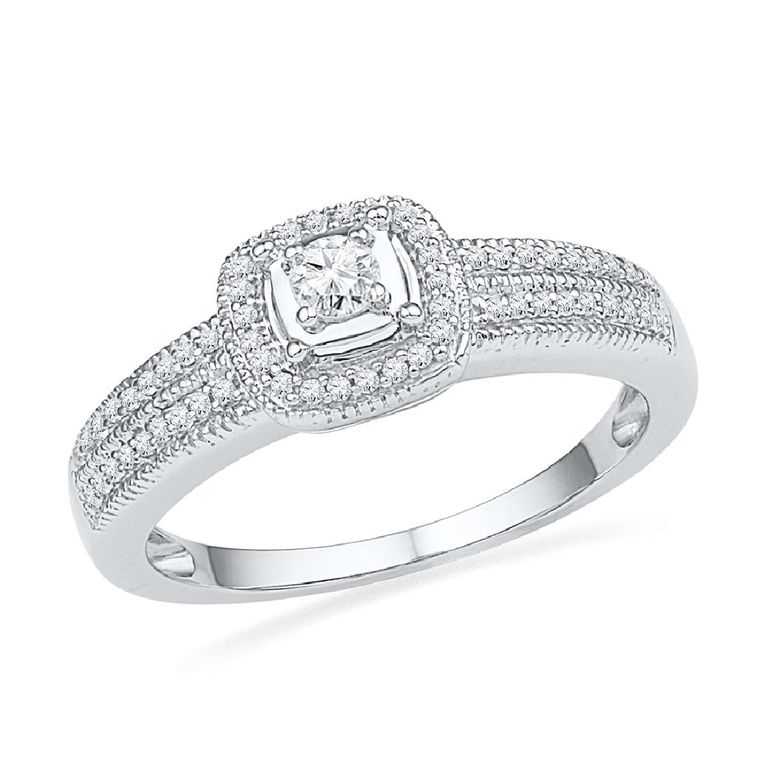 0.25 CTW Diamond Solitaire Double Row Milgrain Bridal: REF-30M2H- SKU: GD100675 ---- 0.25 CTW Diamond Solitaire Double Row Milgrain Bridal Ring 10KT White Gold Manufacturer's Suggested Retail Price: $1180.00 Mainstone Type: Diamond @ 0.10ct Mainstone Colo
