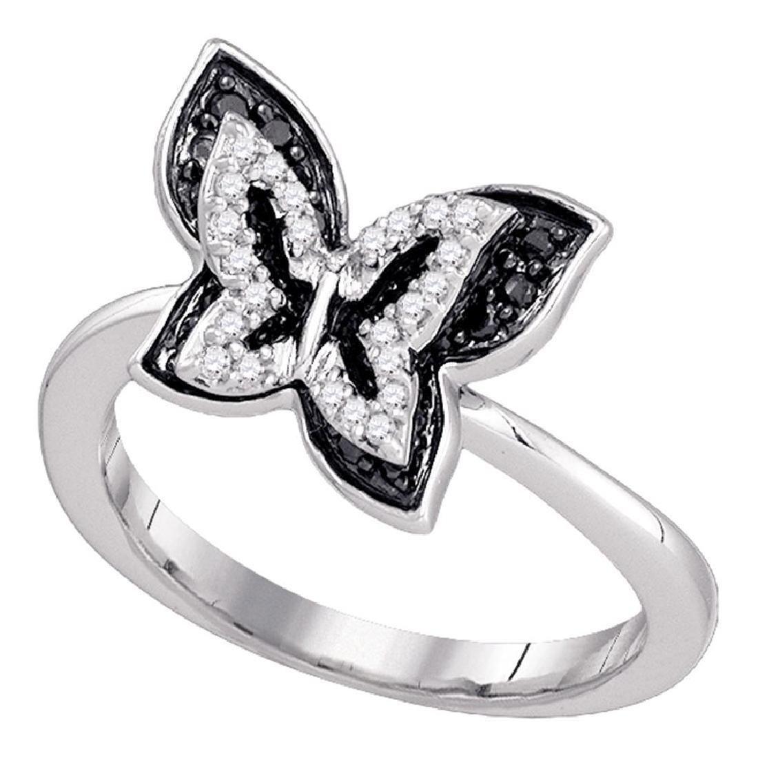 0.35 CTW Black Color Pave-set Diamond Butterfly Bug: REF-32H9M- SKU: GD80071 ---- 0.35 CTW Black Color Pave-set Diamond Butterfly Bug Ring 10KT White Gold Manufacturer's Suggested Retail Price: $1290.00 Mainstone Type: Colored Black Diamond @ 0.15ct Mai